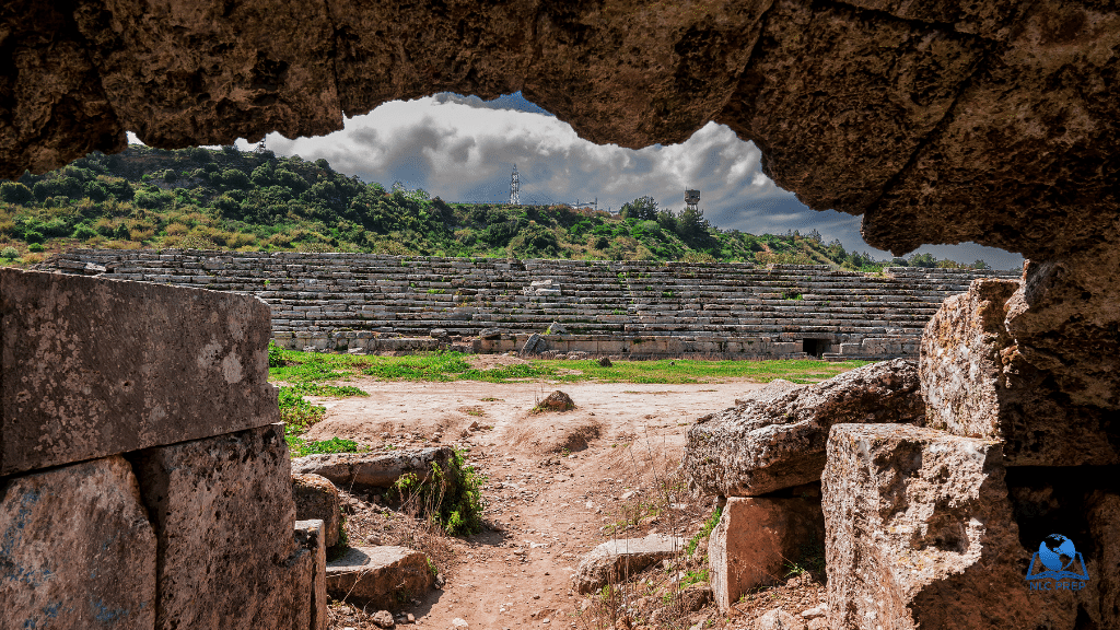 Cave viewpoint looking at ancient lands